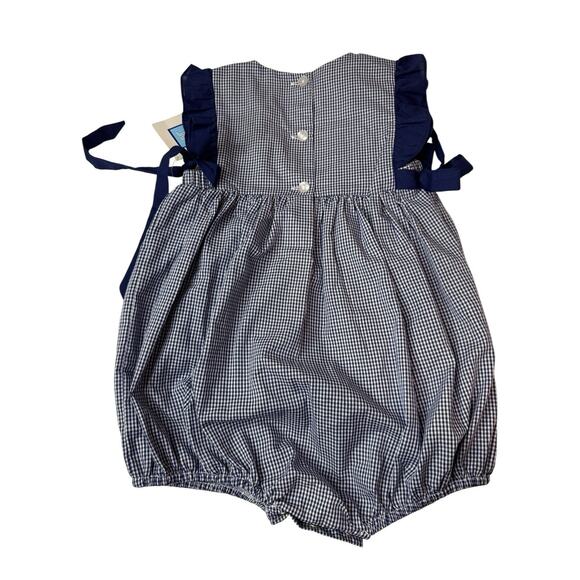 NWT 24 Months 24M Vive La Fete Ole Miss Mississippi Bubble Romper Smocked Navy - Picture 4 of 7